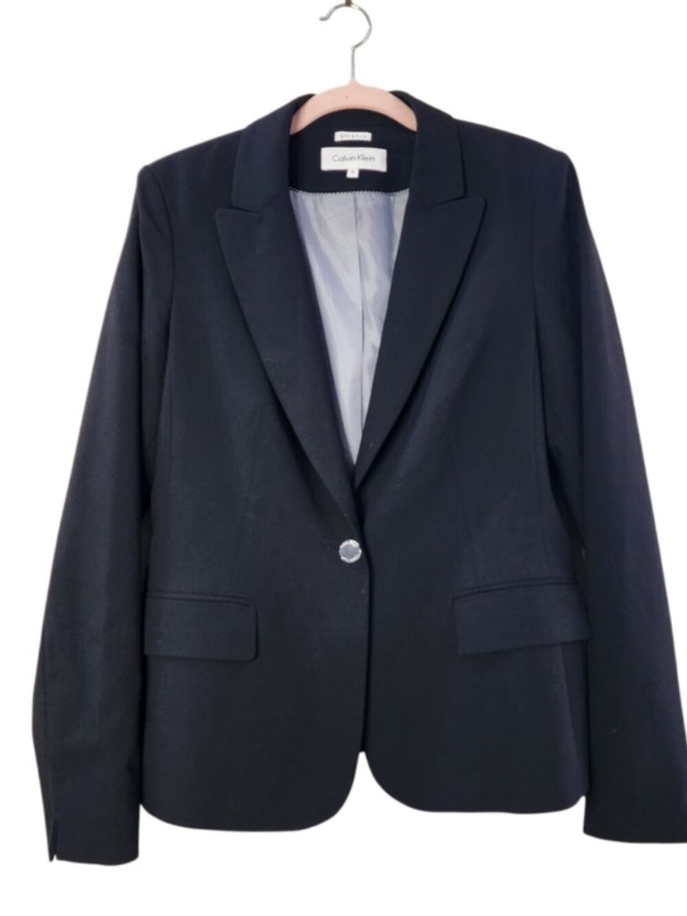 Calvin Klein Black Blazer - Single Button Jacket Stretch Sz 6